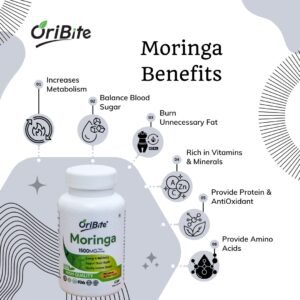 Healthy Bites Retails offer Moringa Capsules which benefits you in variuos ways, such as it increases Metabolism, balances blood sugar levels, burns unnecessary fat, it is rich in vitamins and minerals essential for daily nurishments, also provides various proteins and antioxidant, and amino acids.