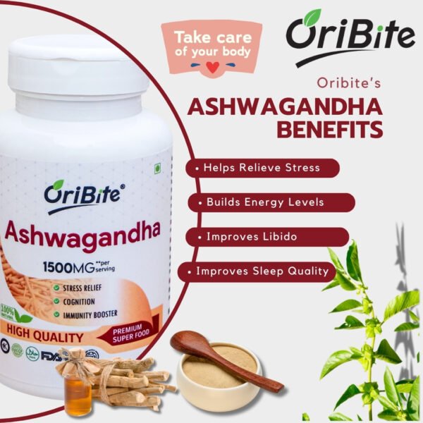 Ashwagandha helps in stress relief, builds energy levels, improves sex drive and libido and sleep quality.