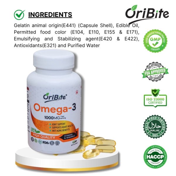 Oribite Omega-3 supplement, heart health, brain function, joint support, anti-inflammatory supplement, EPA DHA, fish oil supplement, Omega-3 for cardiovascular health, wellness supplements USA, Oribite Florida, Omega-3 benefits