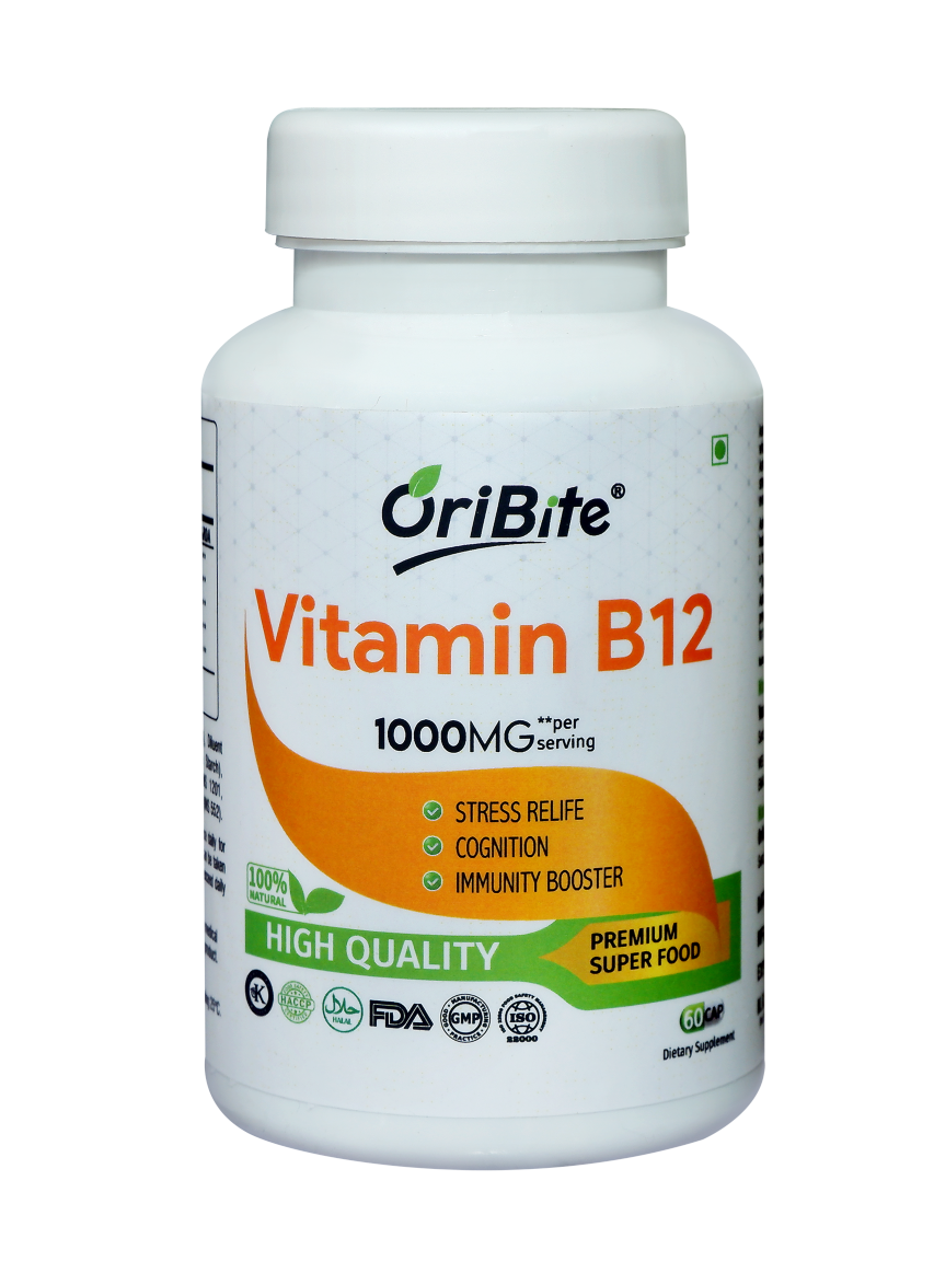 Oribite Vitamin B12 Capsules for Enhanced Energy and Metabolism Vitamin B12 supplement USA, energy and metabolism support, brain function, Oribite Florida